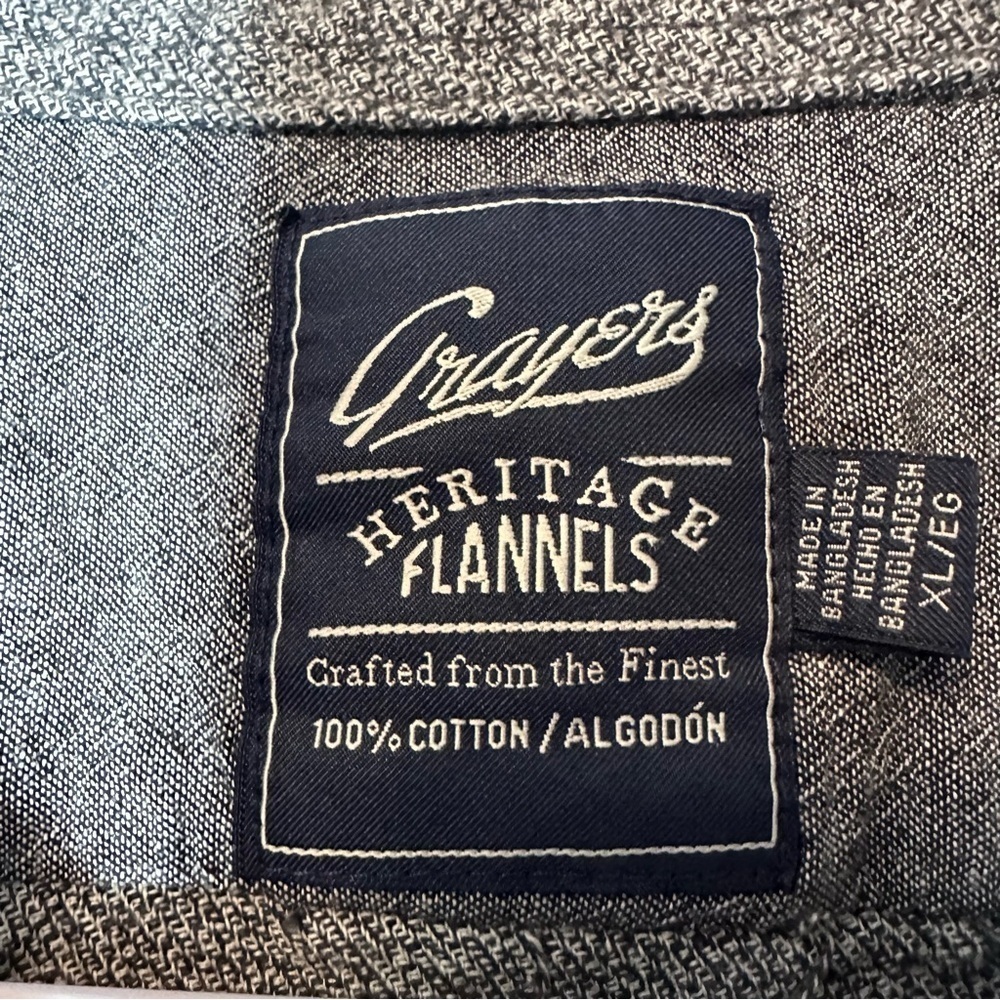 Grayers Harrison Heritage Flannel Shirt Mens XL Gray Long Sleeve Button Up Fall - Picture 4 of 11